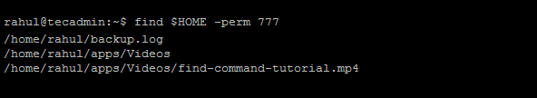 Linux command find files with 777 permissions