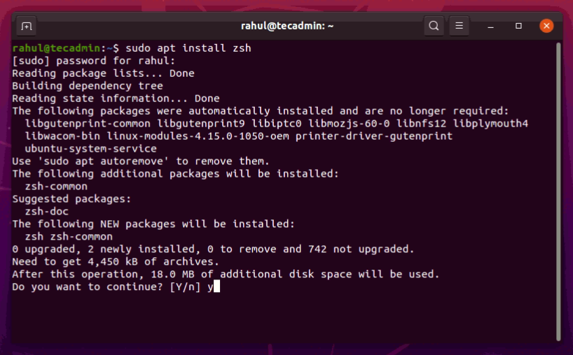 How to Install ZSH  Z Shell  on Ubuntu 20 04   TecAdmin - 5