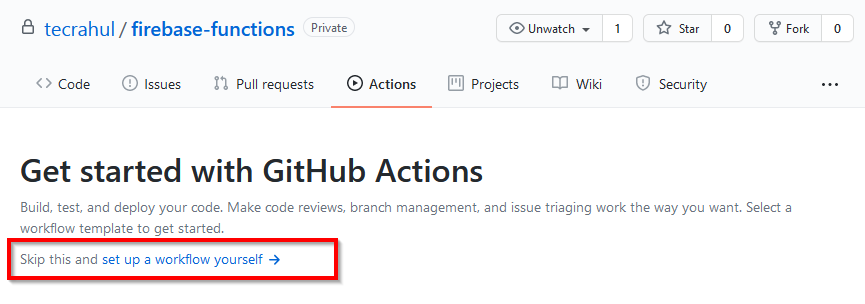 Criar fluxo de trabalho de ações no Github