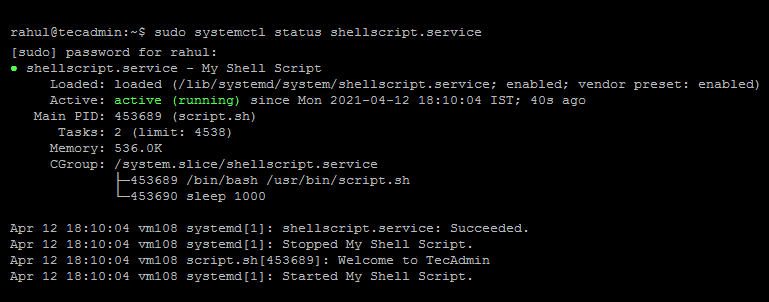 Running shell script as systemd service