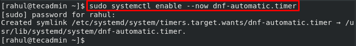 DNF enable automatic timer service CentOS 8