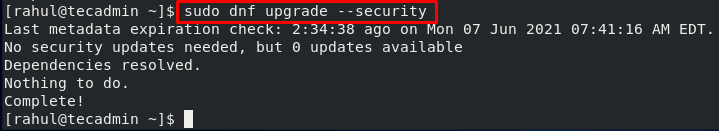 DNF Upgrade Security Packages CentOS 8