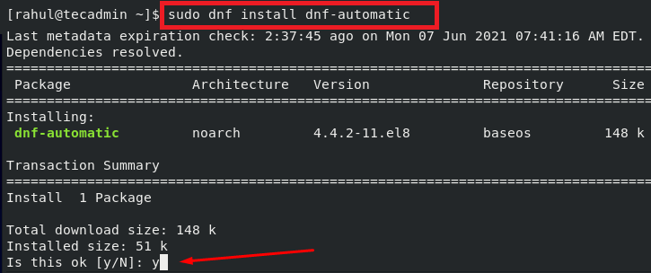 Install dnf-automatic Package on CentOS 8