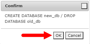 Confirm to rename database in phpMyAdmin