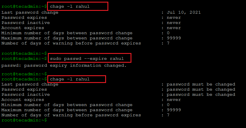 How to Force User to Change Password at Next Login in Linux   TecAdmin - 52