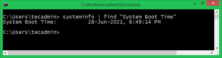 Check Windows Uptime in Command Prompt