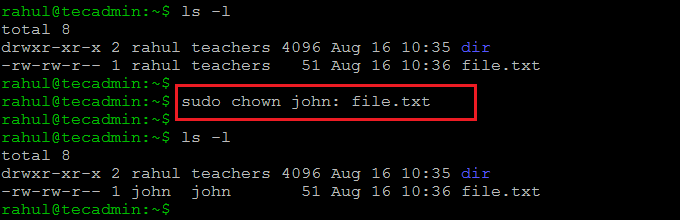 Set Owner and Group as Same with Chown Command