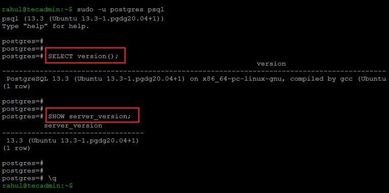 how-to-check-the-postgresql-version-tecadmin