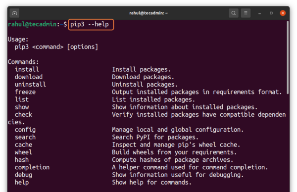 ubuntu install pip