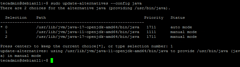 Switch Java on Debian 11
