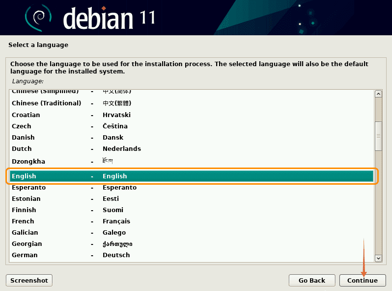 Select the Default Language