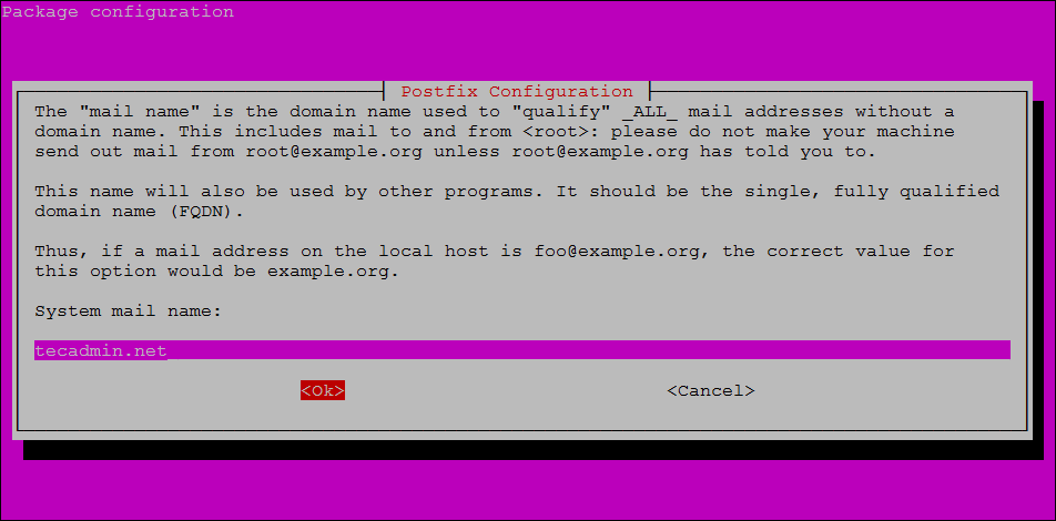 Step 5 - Installing Postfix on Ubuntu 20.04 