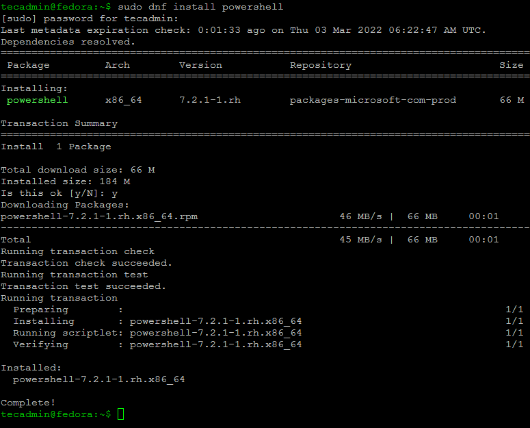 How to Install PowerShell on Fedora   TecAdmin - 22