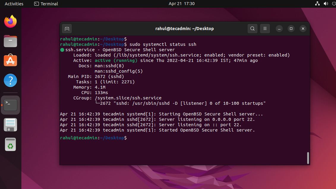 Enable SSH in Ubuntu 22.04