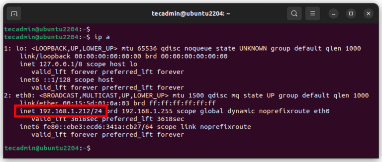 How To Check Ipv4 Address In Ubuntu