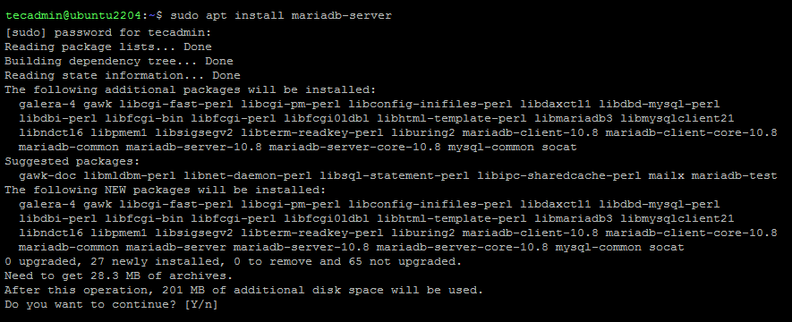 Installing MariaDB on Ubuntu