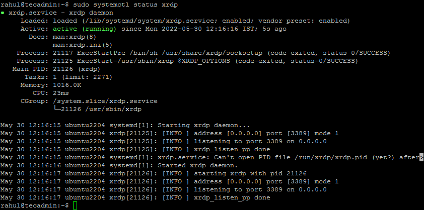 Installing XRDP on Ubuntu 22.04