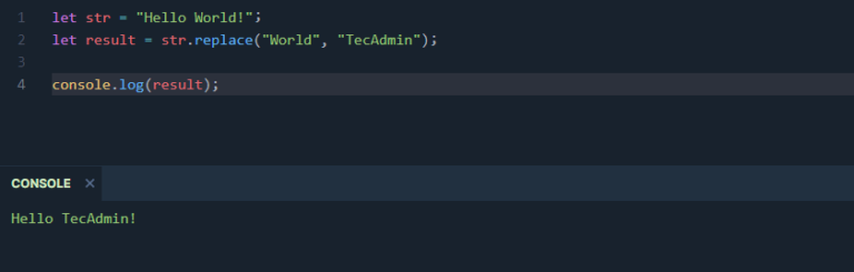 how-to-replace-string-in-javascript-tecadmin