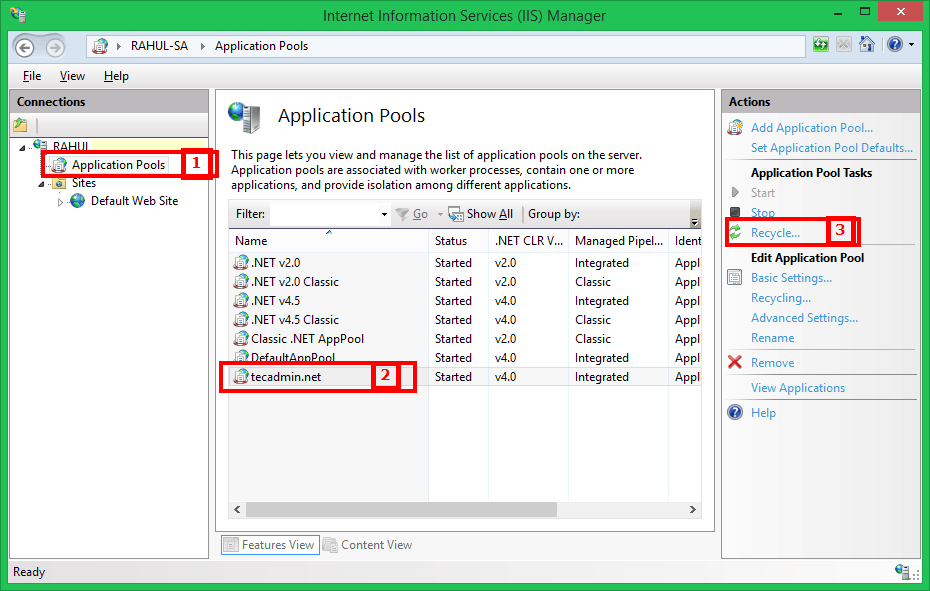 Manually Recycle Application Pool in IIS