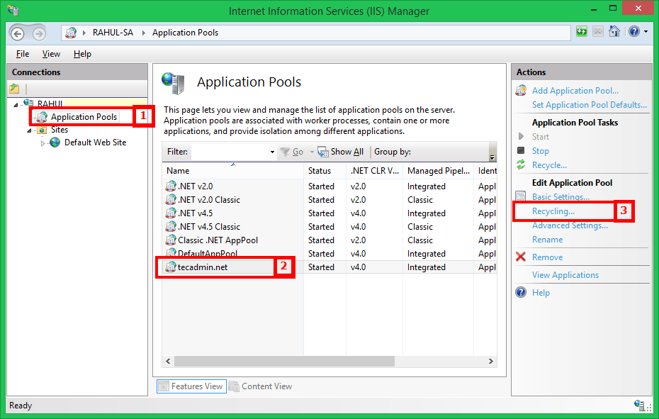 Schedule Auto Recycle Application Pool in IIS