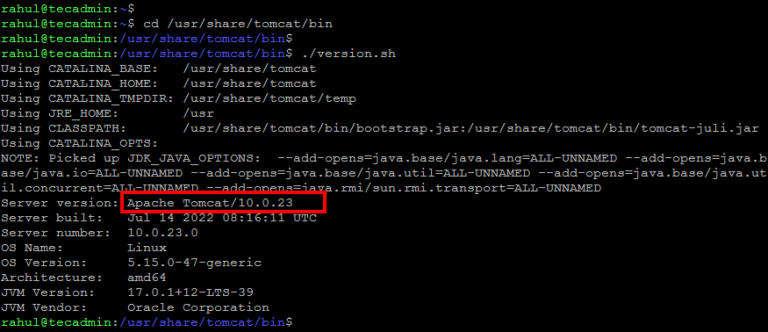 How To Check Tomcat Version On Linux TecAdmin
