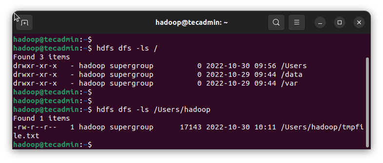 List files in HDFS (Hadoop)