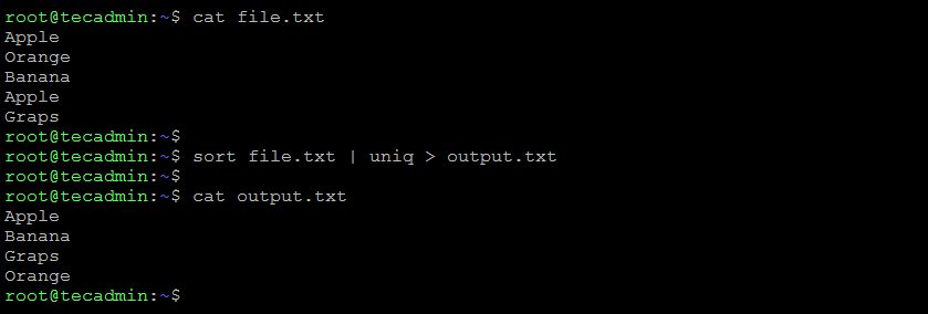Linux Shell  Remove Duplicate Lines from File   TecAdmin - 70