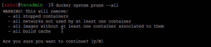 Docker system prune all unused objects