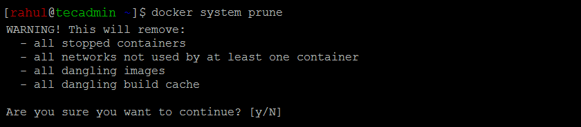 Docker system prune command