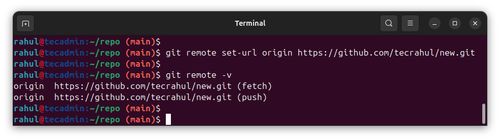 Git Verify New Remote URL