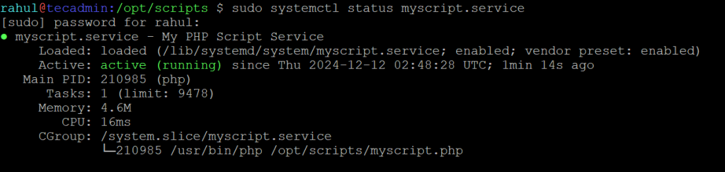 PHP Script as Systemctl service