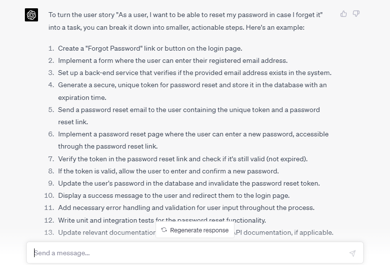 ChatGPT for Natural Language Processing for Project Management