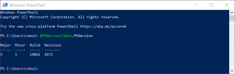 Check PowerShell Version on Windows