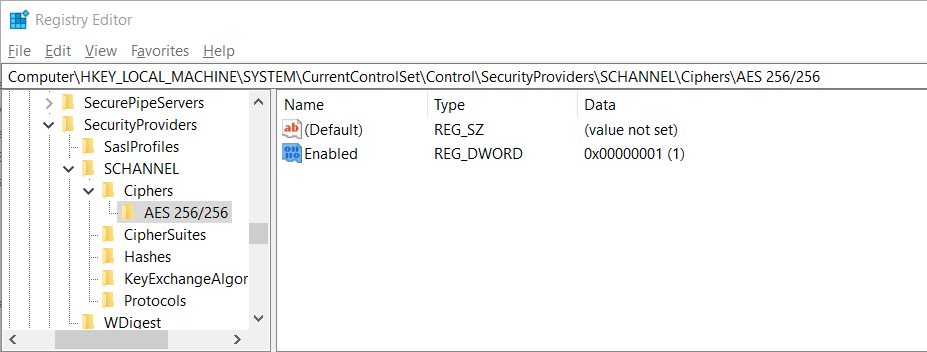 Enable/Disable TLS Ciphers in Windows