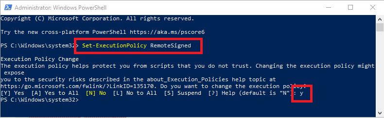 Powershell: Set-ExecutionPolicy RemoteSigned