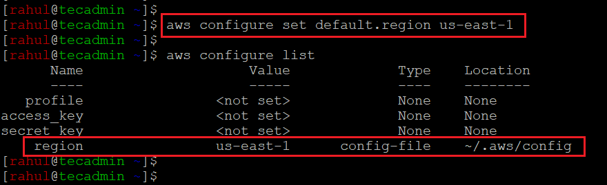 Configure default AWS Region using CLI