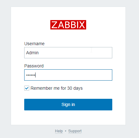 Zabbix Login Page