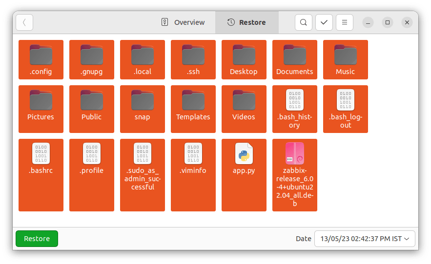 Restoration of Ubuntu System using Deja Dup