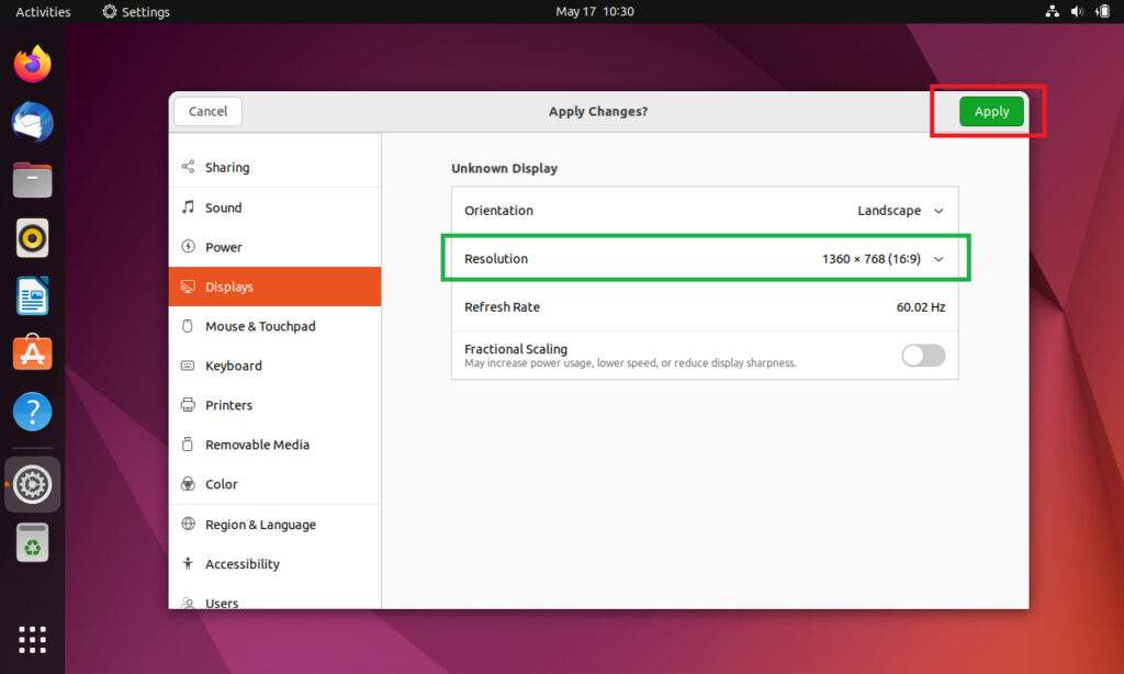 Change the Default Screen Resolution in Ubuntu