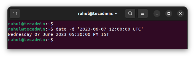 Converting UTC Date and Time to Local Time in Linux