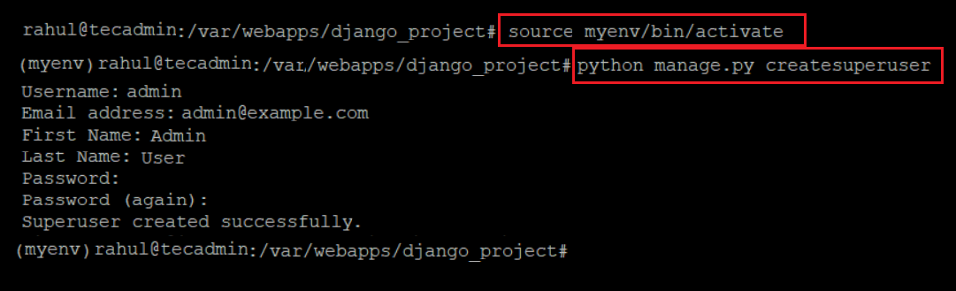 Django Create Admin User