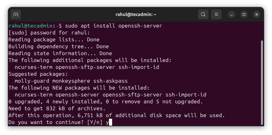 Setup OpenSSH Server on Ubuntu 24.04