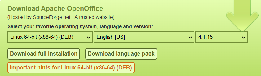 Downloading OpenOffice Debian Package