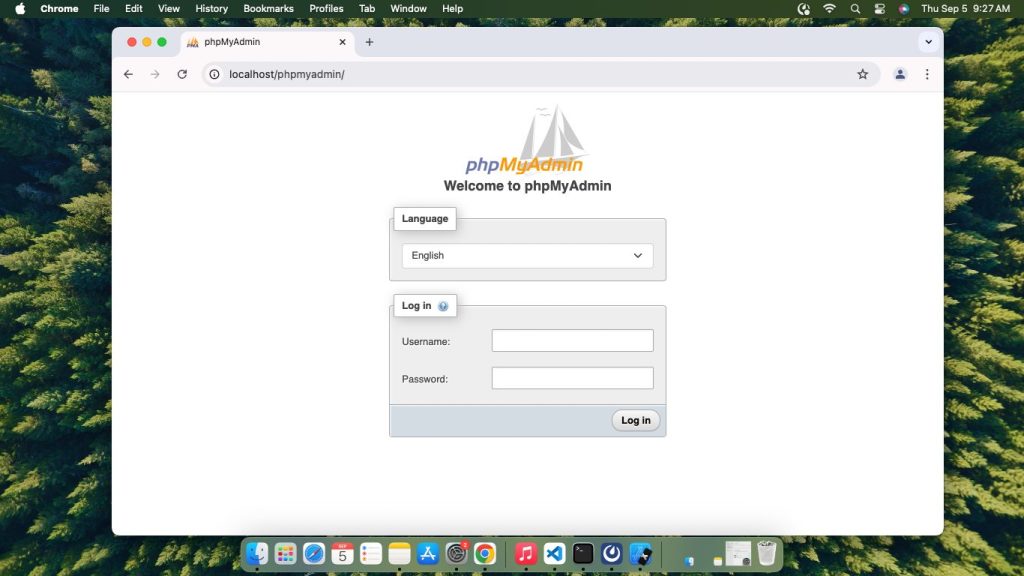 Setup phpMyAdmin on macOS