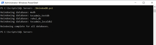 PowerShell Script to Reindex All SQL Server Databases