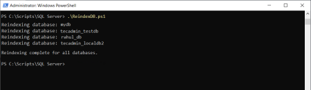 Reindex SQL Server Database using PowerShell