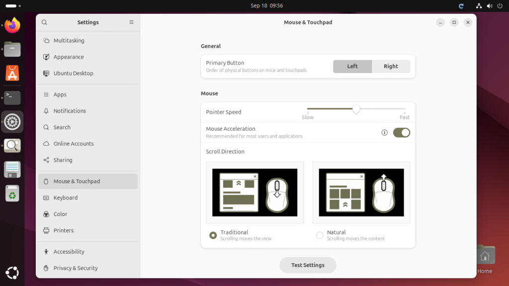 Ubuntu Mouse Settings