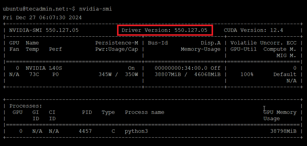 Check NVIDIA Version using nvidia-smi