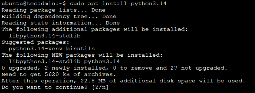 Install Python 3.14 on Ubuntu